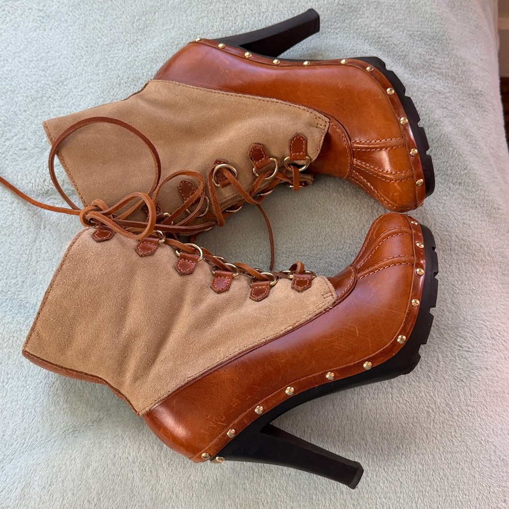 KORS Michael Kors Brown and Tan Lace Up Boots - Picture 3 of 14